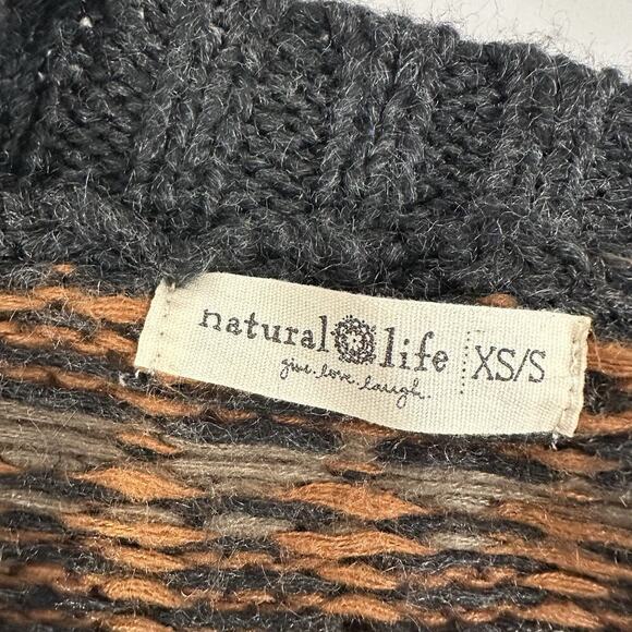 Natural Life Monroe Fairisle Cardigan Sweater XS/S Button Front Boho Bohemian - Picture 11 of 13